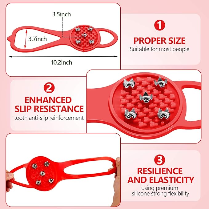 Syhood 2 Pairs Non Slip Gripper Spikes Ice Cleats Snow Traction Cleats Crampons for Women Men Walking Running on Snow Ice