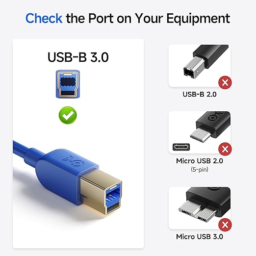 Cable Matters 5Gbps USB 3.0 Cable - 6ft, USB A to B Cable, USB3 Cord with Type-B 3.0 Connector for Hard Drive Enclosure/Built-in Hub and More, Blue