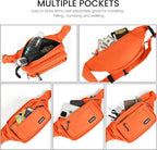 CXWMZY Fanny Packs For Women & Men Waist Pack Hip Bum Bag with Multi-Pockets Large Capacity Waterproof Casual Bum Bag for Disney Traveling Casual Cycling Running Hiking (Orange)