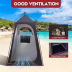 Camping Shower Tent, Portable Outdoor Privacy Shelter for Showering & Changing, 7.2 FT Easy-Setup Toilet Tent with Floor & UPF 50+, Ideal for Hiking, Fishing, Beach