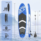 FBSPORT 11' Premium Stand Up Paddle Board, Yoga Board with Durable SUP Accessories & Carry Bag | Wide Stance, Surf Control, Non-Slip Deck, Leash, Paddle and Pump for Youth & Adult