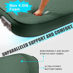 Self Inflating Sleeping Pad with Electric Pump, 4" Thick Ultralight Memory Foam Camping Mattress, Telescopic & Compact, Fast Inflate Insulated Camping Air Mats for Car Travel/Tent/Cot,Green