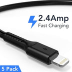ULIFTUS 4 inch iPhone Charging Cable Short USB to Lightning Cable Small iPhone Charger Cord 5 Pack -Black
