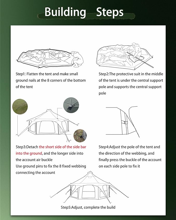 Cotton Canvas Tent Bell - Yurts Breathable and Windproof,Glamping for 6/8/10Person Family Camping