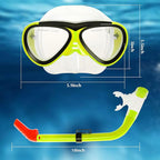 GreenLF Kids Snorkel Set, Anti-Fog Snorkeling Mask with Nose Covers for Youth Junior Child, Boys & Girls Age 5-12, Semi-Dry Diving Scuba Swimming Goggles Gear Packages