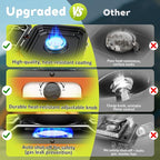 Adjustable 2 Burner Propane Camping Stove With Grill and Carry Bag, 16,000 BTU Foldable Camp Stove, Flame-out Protection, Camping Stove for BBQ/Tailgating, Orange