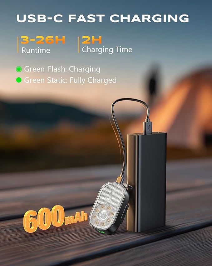 500LM Ultra Bright Running Lights for Runners, 10 Modes Mini EDC Flashlight with Spot & Flood Light, IP65 Waterproof Rechargeable Small Clip on Flashlight for Camping, Hiking, Jogging, Work