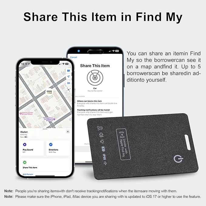 [Apple MFi Certified] LBPRT Air-Tag Card Rechargeable Wallet Tracker Thin 1.6mm, Item Finder Work with Apple Find My APP (iOS Only, Android not Supported) Smart Locator for Luggage Suitcase, Purse,Bag