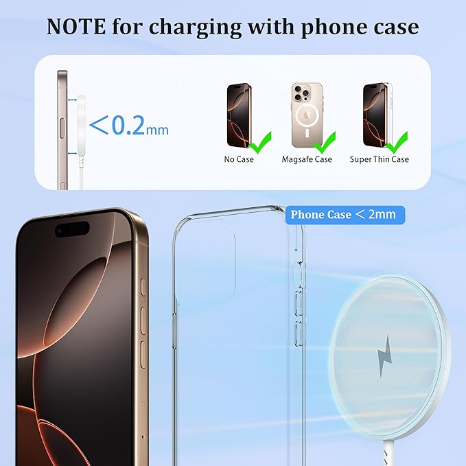 10FT Magnetic Wireless iPhone Charger 2Pack for Apple Magsafe Charger, Fast Mag Safe Charging iPhone Wireless Charger, Long Pad for iPhone 17 Pro Max/Air/17 Pro/16e/16 Pro/15/14/13/12/AirPods4/3/Pro3