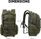 35L Tactical Backpack for Men, MOLLE Military Bug Out Bag, Waterproof Rucksack for Hiking with Hydration Port Army Green