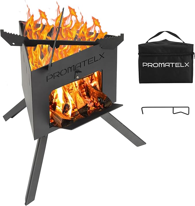 Portable Tripod Camping Stove,Wood-Burning Rocket Stove with Carry Bag, Ideal for Camping, Backyard Cooking & Outdoor Adventures