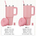 BJPKPK 30oz Stainless Steel Insulated Tumbler With Handle And Lid Straw Travel Coffee Mug Thermal Cup,Light Pink