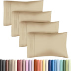 Pillowcases - Ultra Soft Hotel Quality Pillowcase Covers - Comfy, Cozy & Wrinkle Free - Shrinkage and Fade Resistant - Machine Washable Pillow Protectors - (Queen, Beige, 4 Piece Set)