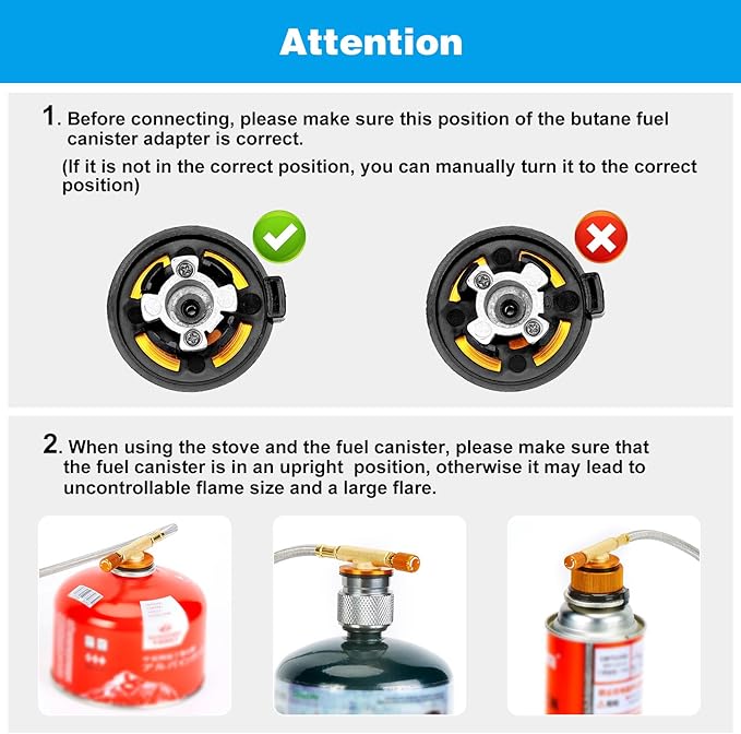 WADEO 6800W Windproof Camping Stove, Backpacking Stove with Piezo Ignition and Fuel Canister Adapters, Camping Gas Stove for Outdoor Backpacking Hiking and Picnic