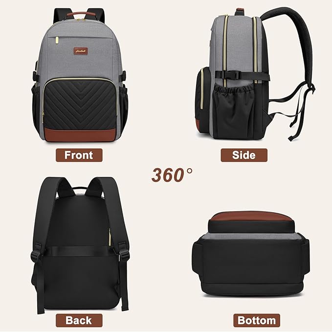 Focdod Laptop Backpack for Women Bookbag: 17 inch Work Backpacks with Pouch Pocket for Large Capacity Cup & USB Charger College Book Bag Travel Business Nurse Teacher Bookbags Anti-theft Back Pack