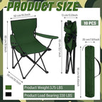 Huwena 10 Pack Folding Camping Chairs Bulk with Cupholder Carry Bags Lightweight Camp Chairs Collapsible Portable Outdoor Lawn Chair for Picnic, Beach, Outside