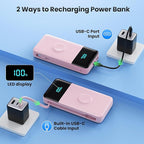 Portable Charger 40800mAh for iPhone with 2 Built-in Cable and iWatch Charger, 5-in-1 25W PD Fast Charging USB C Power Bank,QC4.0 LED Display Battery Pack for iPhone 16/15/14/13/12,Android,Apple Watch
