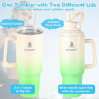 40 oz Tumbler with Handle and Straw or Convert to 40 oz Insulated Water Bottle Fits in Cup Holder. Stainless Steel Metal Water Flask with 2 Lids for Travel,Camping,Gym Sports Coffee Mug Thermal Cup