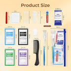 50 Set Personal Hygiene Kit Bulk,12-IN-1 Individually Wrapped Blue Basic Toiletry Supplies Disposable Travel Toothbrushes and Hotel Vanity Set for Homeless,Guests,Charity