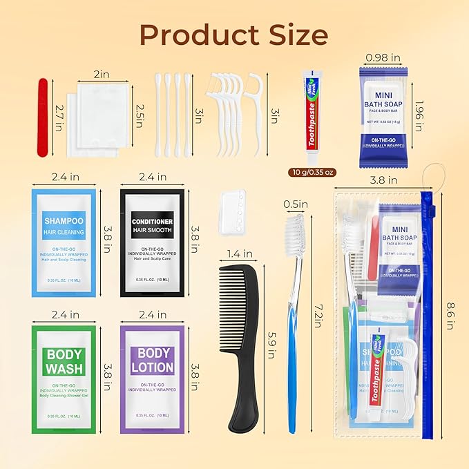 10 Set Personal Hygiene Kit Bulk,12-IN-1 Individually Wrapped Blue Basic Toiletry Supplies Disposable Travel Toothbrushes and Hotel Vanity Set for Homeless,Guests,Charity