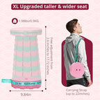 Retractable Folding Stool - Heavy Duty 400 lb Collapsible Portable Stool for Camping, Hiking, Fishing, Indoor/Outdoor with Non-Slip Base and Lightweight Design (Pink Green, 2-Pack)