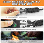 Paracord Survival Bracelet (3 Pack) - Adjustable with Fire Starter, Whistle, Compass - Survival Gear for Hiking, Camping, Fishing