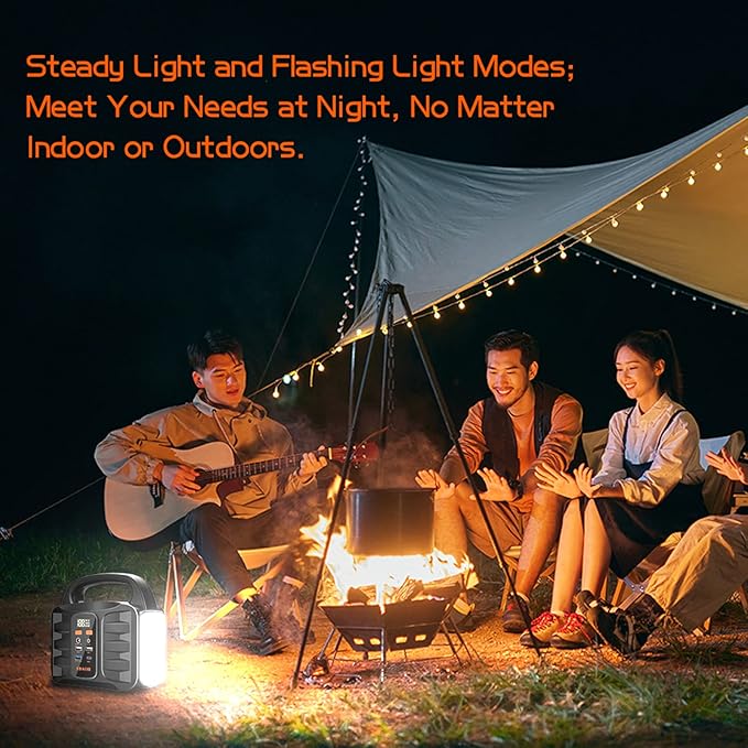 Portable Power Station, 155Wh 42000mAh Outdoor Solar Generator with 110V/150W(Peak 200W) AC Outlet and USB-C PD(30W) Port, Power Supply for Outdoor Camping RV Trip, Home Emergency Outage