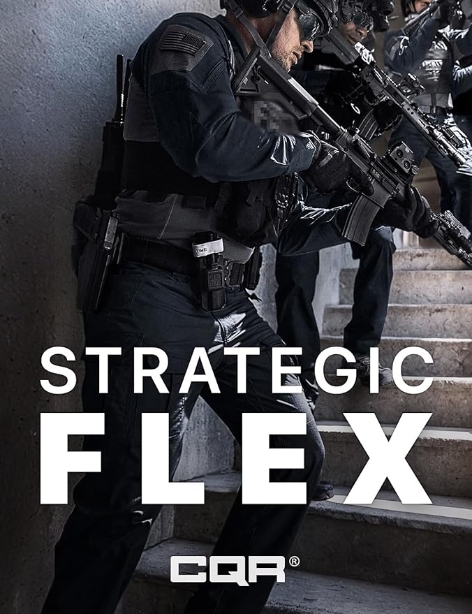 CQR Men's Flex Ripstop Tactical Pants, Water Resistant Stretch Cargo Pants, Lightweight EDC Hiking Work Pants