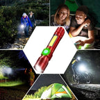 Black Light UV Flashlight Rechargeable, 3in1 Super Bright Tactical Flashlights LED UV Black Light &Redlight, 1500Lumen 7Modes, Zoomable, Waterproof Pocket Flashlight for Pet Stains Detection,Camping