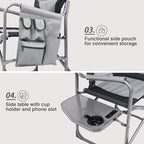 EVER ADVANCED Lightweight Folding Directors Chairs Outdoor, Aluminum Camping Chair with Side Table and Storage Pouch, Heavy Duty Supports 350LBS