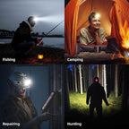 Headlamp Rechargeable, 8 LED Head Lamp, 360° Double Sided Rotating Head Flashlight, Super Bright Outdoor Waterproof Headlight for Camping, Running, Hiking, Hunting, Fishing, Reading, Working