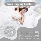 puredown® Queen Size Blanket for Bed, Ultra Soft Lightweight Down & Feather Fill, All Season Blanket, Machine Washable, 88"X90", Pure White