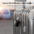 XOOL 2PCS TSA Approved Luggage Locks 4 Digit with Flexible Steel Cable, Resettable Luggage Padlock for Suitcases, Backpacks, Gym Bags & Travel Use