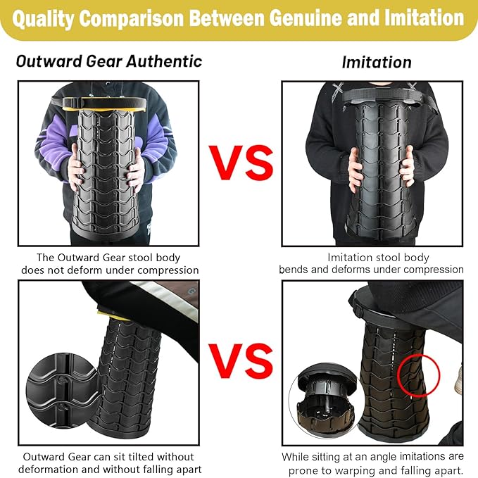 Upgraded Folding Stool Collapsible Portable Chairs Sturdy Heavy Duty 550lbs Load Capacity Telescopic Stool for Camping Travel Hiking (Yellow)