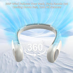 Portable Neck Fan,Personal Wearable Bladeless Fan,LED Display,4-Speeds,6000mAh USB Rechargeable,360° Strong Cooling Wind,Hands Free,Long Lasting,Birthday Gifts for Men Women Dad Mom (Light grey)