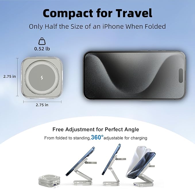 5-in-1 Wireless Charger for MagSafe, AC ISLAND Portable Travel Charging Station, 35W Max Fast Foldable Magnetic Stand, Evolved for iPhone 17-12 & Air Series, Apple Watch, AirPods (with 35W Adapter)