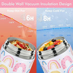 12oz 2 Pack Insulated Food Jar Set for Kids Soup Thermo Hot Food Lunch Container Wide Mouth Leak Proof Stainless Steel Vacuum Bento Box for School Office Travel Outdoors