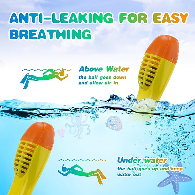 Full Face Snorkel Mask for Kids 4-16, 180 Degree Panoramic View Snorkeling Set Anti-Fog Anti-Leak, Foldable Dry Top Snorkeling Gear for Kids