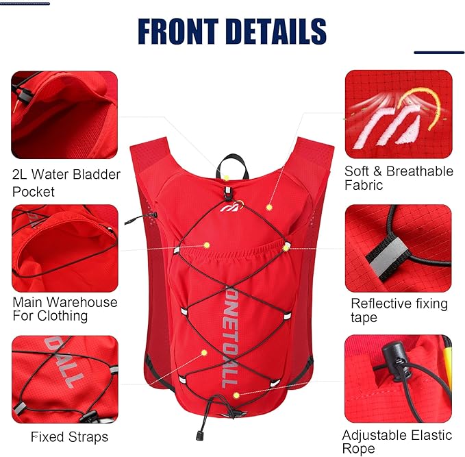 Running Vest for Women & Men, Lightweight 150g Hydration Backpack, 6L Pack for Trail Running, Marathon, Hiking, Cycling, Jogging, Adjustable Fit