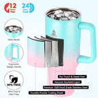 40 oz Tumbler with Handle and Straw or Convert to 40 oz Insulated Water Bottle Fits in Cup Holder. Stainless Steel Metal Water Flask with 2 Lids for Travel,Camping,Gym Sports Coffee Mug Thermal Cup