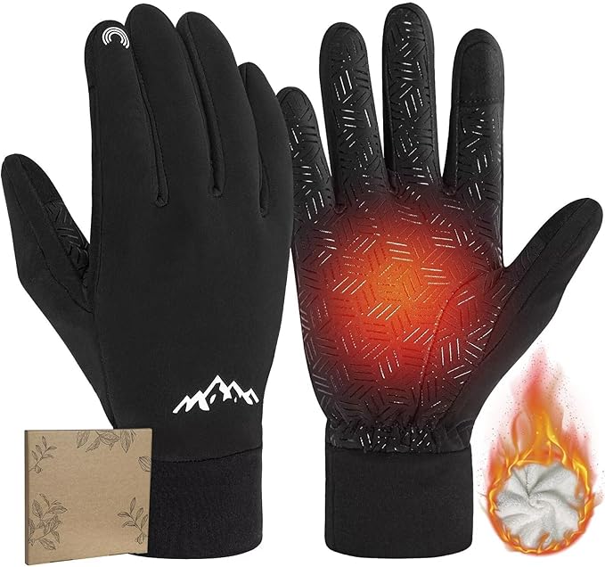 Pixel Panda Winter Gloves for Men Women Warm Touchscreen Gloves for Cold Weather Thin Water-Resistant Windproof Non-Slip Gloves for Cycling, Driving, Running, Hiking