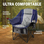 Oversized Camping Chairs Extra Wide 400lbs Capacity, Heavy Duty Folding Outdoor Chair with 2 Cup Holder & Storage Pocket, Padded and Portable Lawn Chair for Adults, Camp, Fishing, Tailgating, Picnic