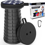 ALEVMOOM Collapsible Stool with Cushion, Portable Telescoping More Sturdy Load Capacity 200kg, Retractable Adjustable Camping Folding Stool for Outdoor Hiking BBQ Climb