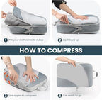 10 Set Compression Packing Cubes, Lightweight Travel Essentials, Stretchable Expandable Storage Bags, Compression Bags for Travel Accessories Luggage Storage Set (10 Pcs, Grey)