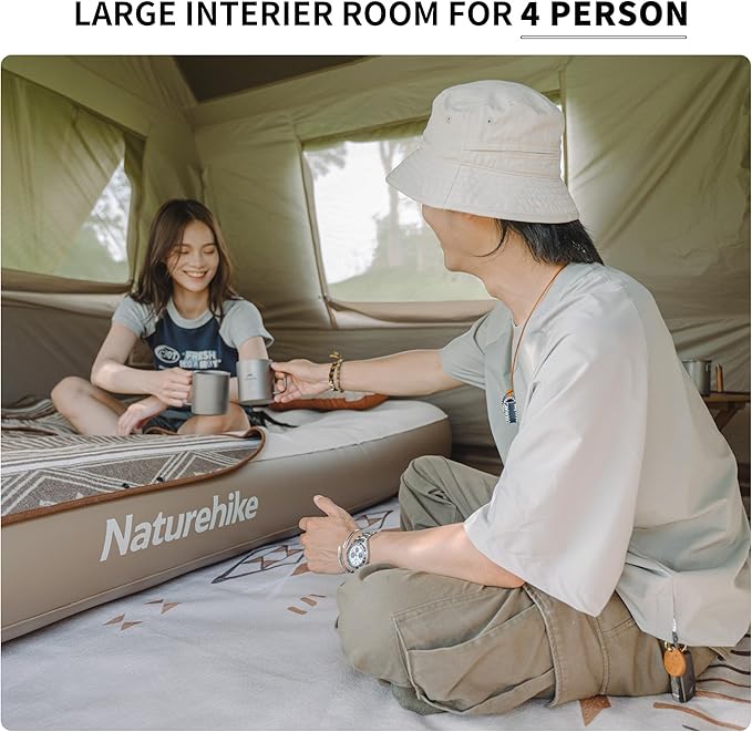 Naturehike Village Instant Tent, 4 Person 8 Person Camping Tent with Full Rainfly, Waterproof Large Cabin Tents for Car Camping