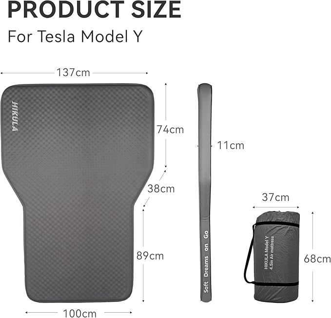 Tesla Camping Air Mattress with Foam, 4''Extra Thick Self Inflating Sleeping Pad for Camping, Fast Inflate & Deflate, with Electric Pump, Model Y