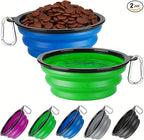 Collapsible Dog Bowl Large 2 Pack, Dog Water Bowls for Travels, Portable Foldable Pet Bowls Feeding Watering Dish for Parking Walking Camping with 2 Carabiners Clip (34oz, Large, Blue+Green