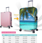 Tropical Beach Palm Tree Luggage Cover, Washable Elastic Baggage Protector - Anti-scratch Double-sided Zipper Closure for 29-32 Inch Wheeled Suitcase