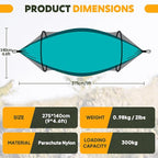 Chihee Ultra-Light Travel Camping Hammock Pop-up Net Hammock 660lbs Load Capacity,Breathable,Quick-Drying Parachute Nylon 2 Premium Carabiners,2 Tree Slings Included for Outdoor Backpacking Hiking