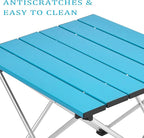 Grope Small Folding Camping Table with Aluminum Table Top, Beach Table for Sand with Carrying Bag,Prefect for Outdoor, Picnic, BBQ, Cooking, Festival (Deep Blue-L)